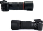 Side profile of JJC ET-74B lens hood on Canon camera