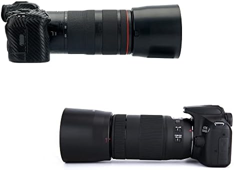Side profile of JJC ET-74B lens hood on Canon camera