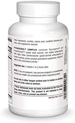 Side view of Source Naturals Pycnogenol bottle detailing the complete supplemental facts panel