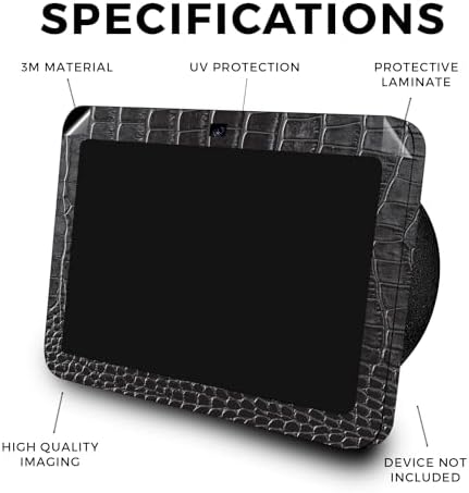 Close up of textured black alligator print vinyl wrap on smart display