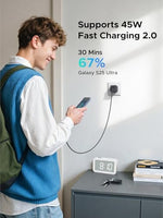 UGREEN 45W portable charger unit illustrating ultra-lightweight build for mobile use