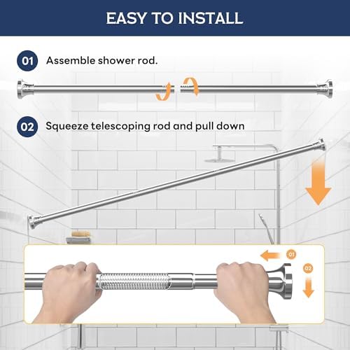 Starlatta rustproof shower curtain rod packaging and product