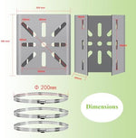 Lighfast heavy duty column mount adapter for surveillance cameras showing exact dimensions and solid metal structure