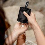 Refillable travel size bottles for shampoo and lotion in a flat packing kit