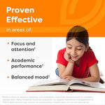 Side label view of SFI Equazen Pro Kids softgels highlighting premium ingredients list