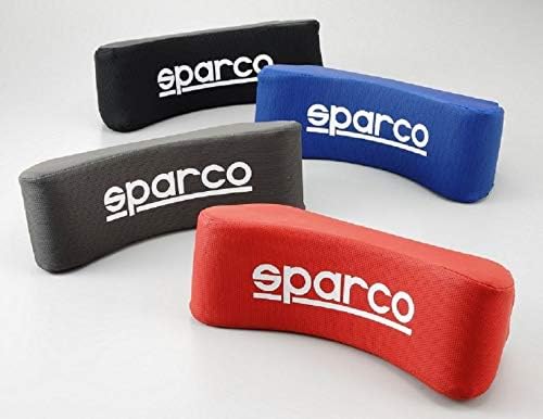 Sparco automotive headrest support cushion unboxed showing official brand branding