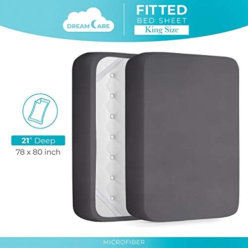 DreamCare King fitted sheet displayed on a 21 inch mattress