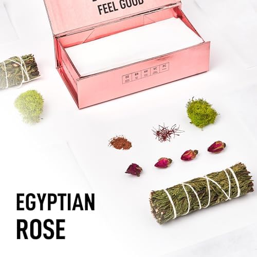 Luxury static removing dryer sheets in Egyptian Rose fragrance displayed out of the box.