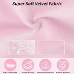 AWAHITAWA airplane footrest hammock folded compactly inside its matching pink travel carrying bag.