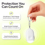 Weten safety alarm keychain showing the metal pull pin mechanism