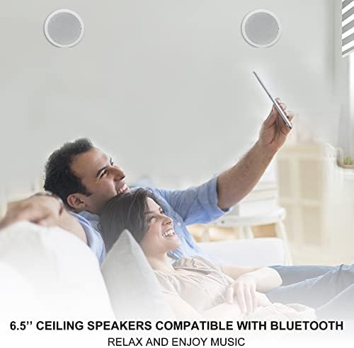 Herdio 6.5'' 640Watts 2-Way Bluetooth Ceiling Speakers Package Great for Home Theater System, Living Room,Office,Flush Mount Wired(4 Speakers) - Image 6