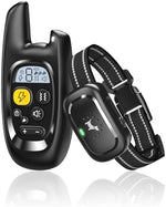 HawuMasseur electronic dog training collar displaying the three safe training mode buttons on the remote transmitter.