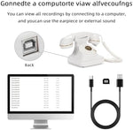 Detailed view of audio guest book handset and speaker