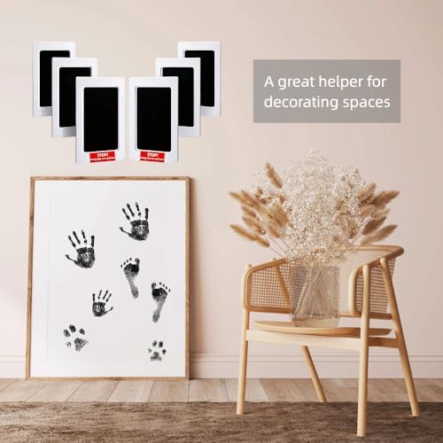 Safe non toxic baby footprint kit being used on nursery table