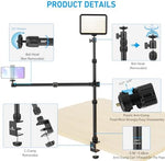 Side angle view of the aviation aluminum alloy Ailight overhead stand demonstrating top down shooting positioning for video creators.