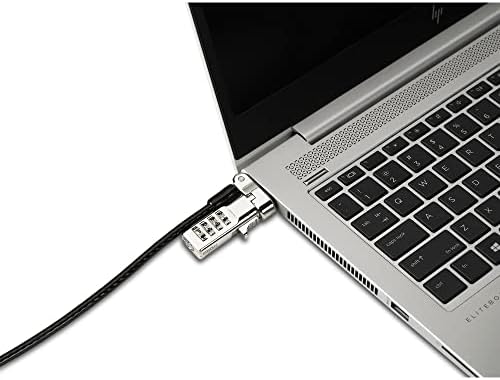 The tethered tip storage box attachment on the black Kensington universal lock wire.