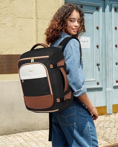LOVEVOOK 40L Carry On Bag opened flat like a suitcase revealing organized interior compartments