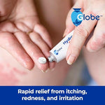 Four pack of Globe hydrocortisone tubes for household first aid and insect bite relief.