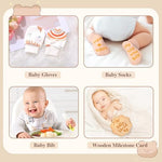 GEMTEND gender reveal present assortment with soft knit baby socks and organic bibs