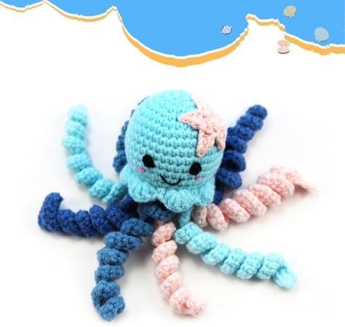 Soft premium cotton crochet octopus newborn sensory keepsake close up view