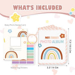 Lanpn soft cloth family photo book open page displaying transparent pockets for pictures.