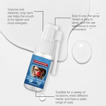 Compact Befada fast gum soothing spray bottle being held to demonstrate its portable travel size.
