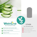 Comparison of large and medium sizes of Welnove silicone toe cushions.