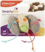 Three gray and cream SmartyKat catnip mice toys