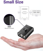 VCELINK network switch 1 pack package contents showing the sleek portable black hardware selector.