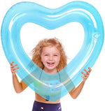 Transparent blue heart float deflated for travel storage