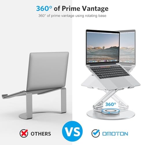 Omoton foldable computer stand fully collapsed flat for portable travel storage