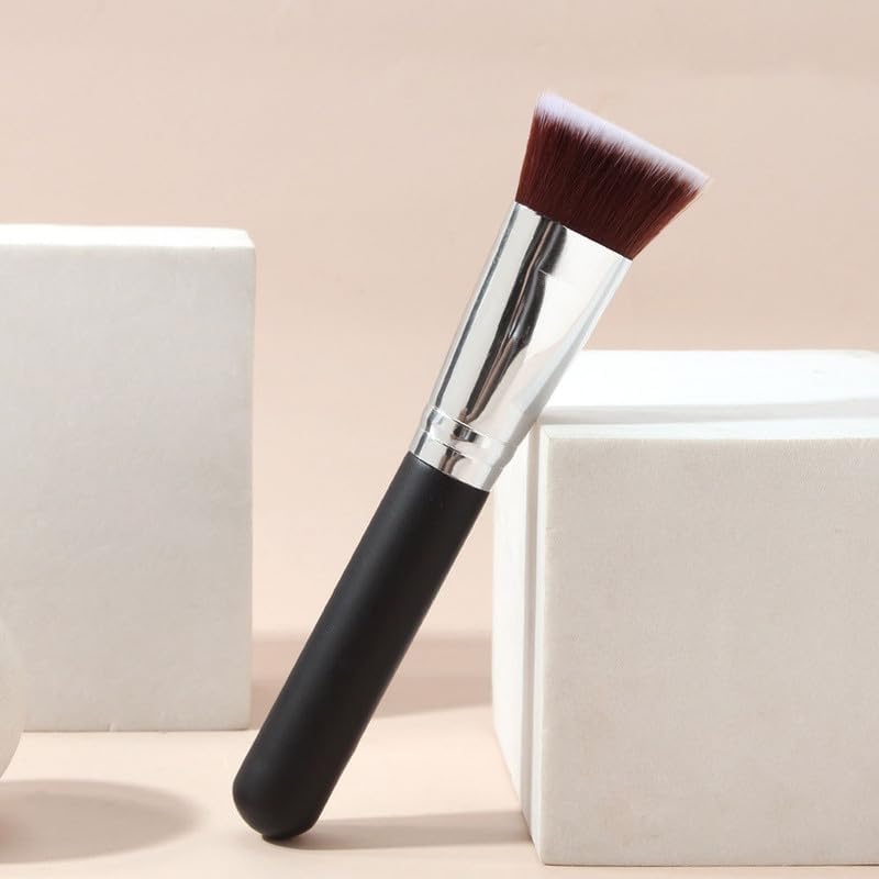 Shefeite flat top foundation brush front view black