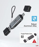 Dual slot smartphone memory adapter connected directly to an Android phone screen