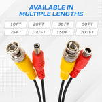 Black 100 feet security camera extension cord packaging details