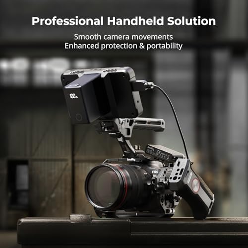 SmallRig 5197 full cage rig with ergonomic top handle attached for low angle shooting