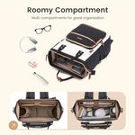 LOVEVOOK travel bookbag back view showing luggage strap and anti theft pocket