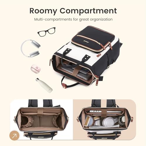 LOVEVOOK travel bookbag back view showing luggage strap and anti theft pocket