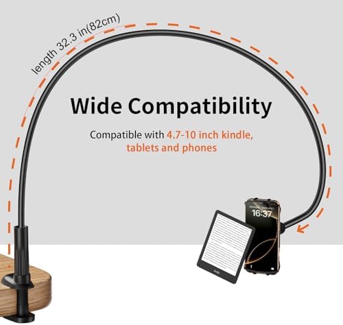 Arctiiro flexible long arm lazy bracket showing stability configurations for comfortable reading