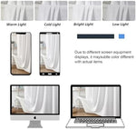 Full layout view of the standard size OWENIE white shower curtain for home, apartment, and hotel use