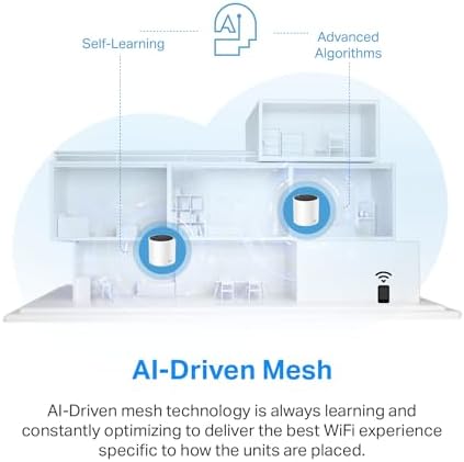 Three unit configuration of the TP-Link AX3000 system displaying sleek home office integration