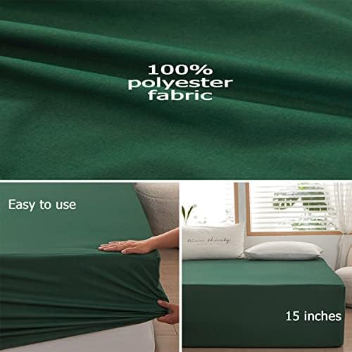 Deep pocket dark green microfiber bed sheet corner view