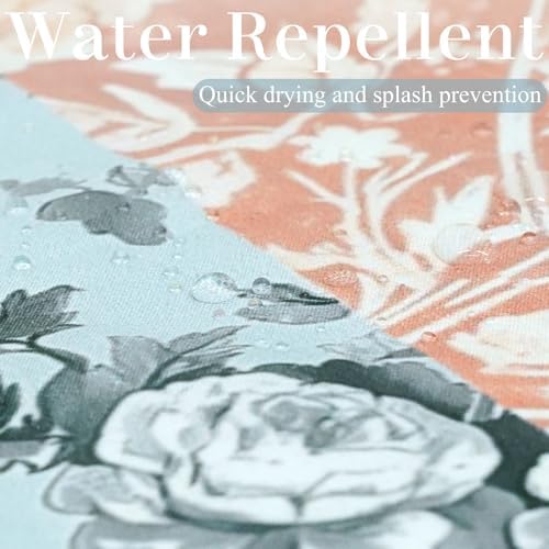 Digital print details of pink flowers on Mocsicka bohemian shower curtain.