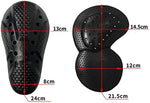 Takuey motorcycle riding pants protector gear four piece set laid flat on a neutral background.