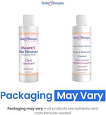 Close up of 8 fluid ounce Safe N' Simple Assure C ostomy odor eliminator