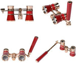 Gegong luxury vintage style opera glasses resting beside an evening clutch purse lifestyle view
