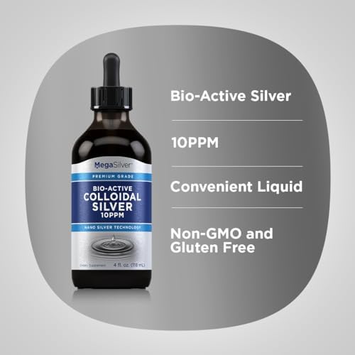 Non-GMO gluten-free bio-active silver liquid four fluid ounce container