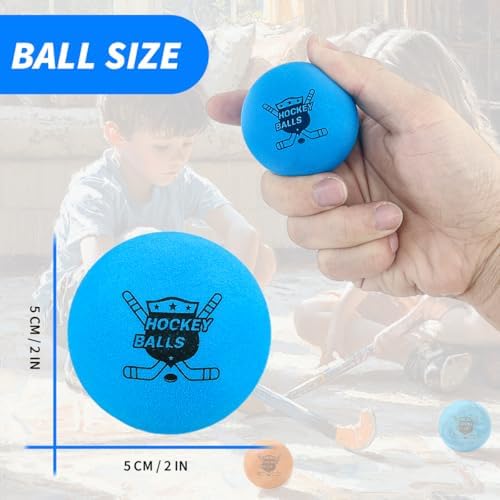 Pandahero twelve pack soft toy balls being used for mini stick hockey games inside a house hallway.