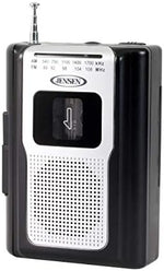 Jensen black series compact personal cassette player showing the telescopic antenna fully extended