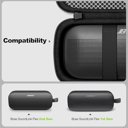 ProCase protective speaker bag open view displaying internal elastic securing strap and mesh cable pocket.