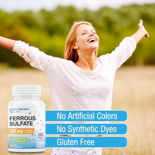 Imported Puregen Labs iron supplement tablets without artificial color additives